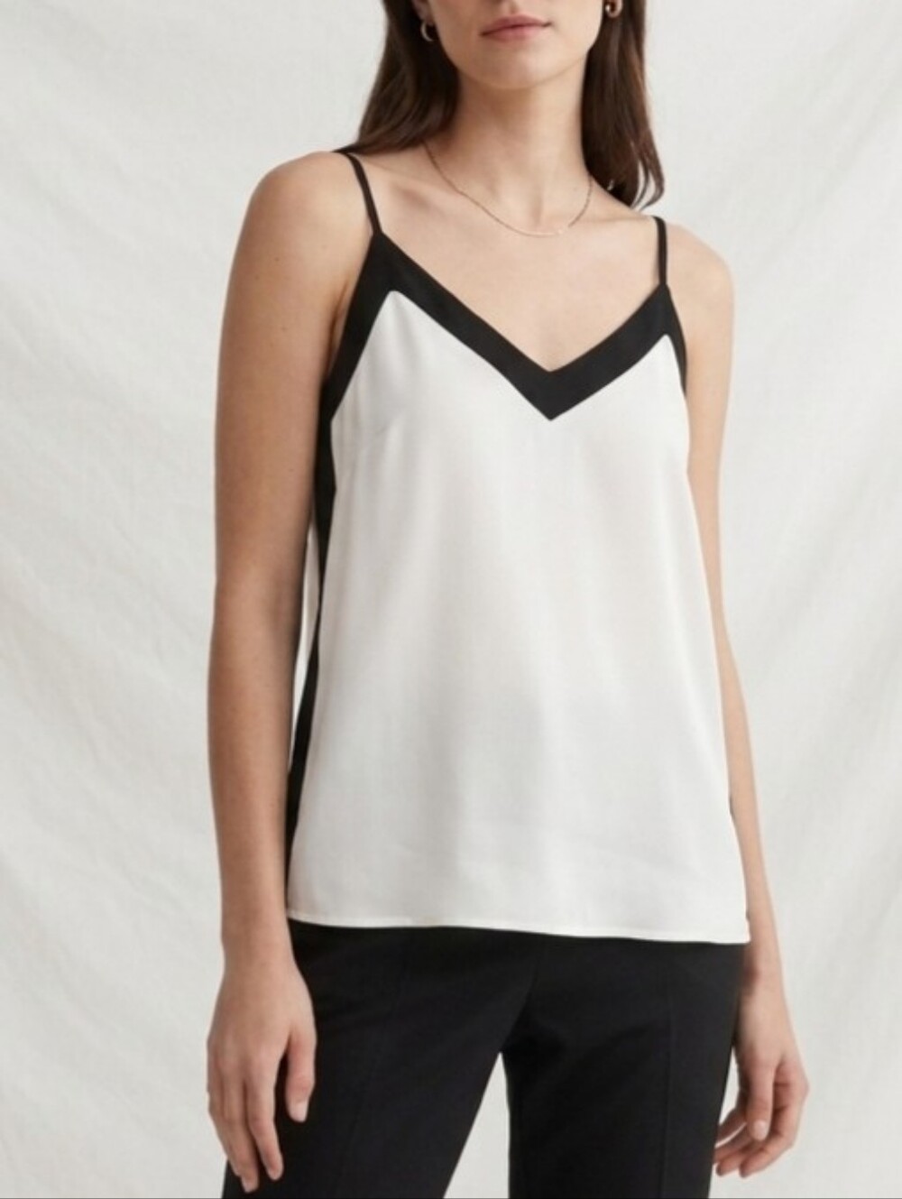 Sz S Dynamite Black & White V-Neck Contrast Cami Spaghetti Straps